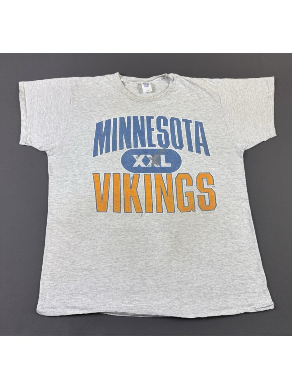 Rare Vintage 90s NFL Minnesota Vikings Football Gray Shirt XL Sports Logo 7 Fade